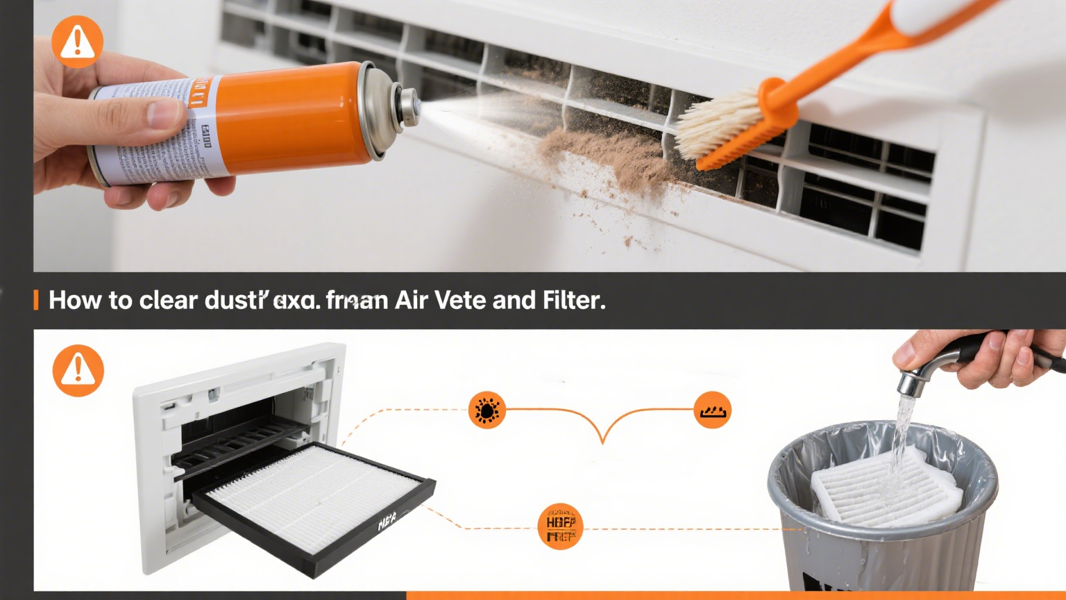 ¿Cómo limpiar el polvo y los escombros de las ventilaciones y filtros de aire?