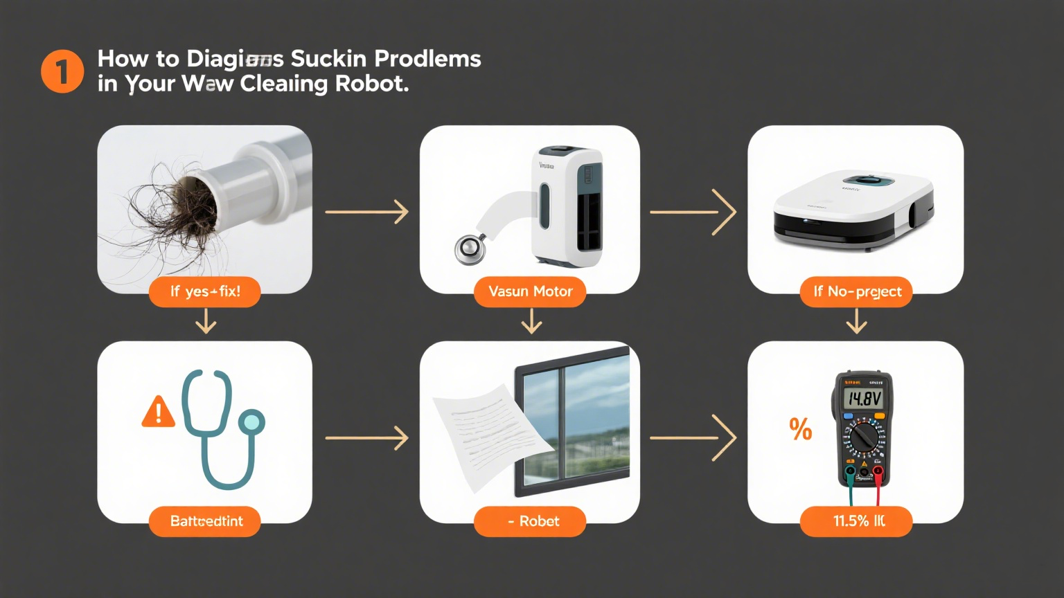 ¿Cómo diagnosticar problemas de succión en el robot de limpieza de su ventana?