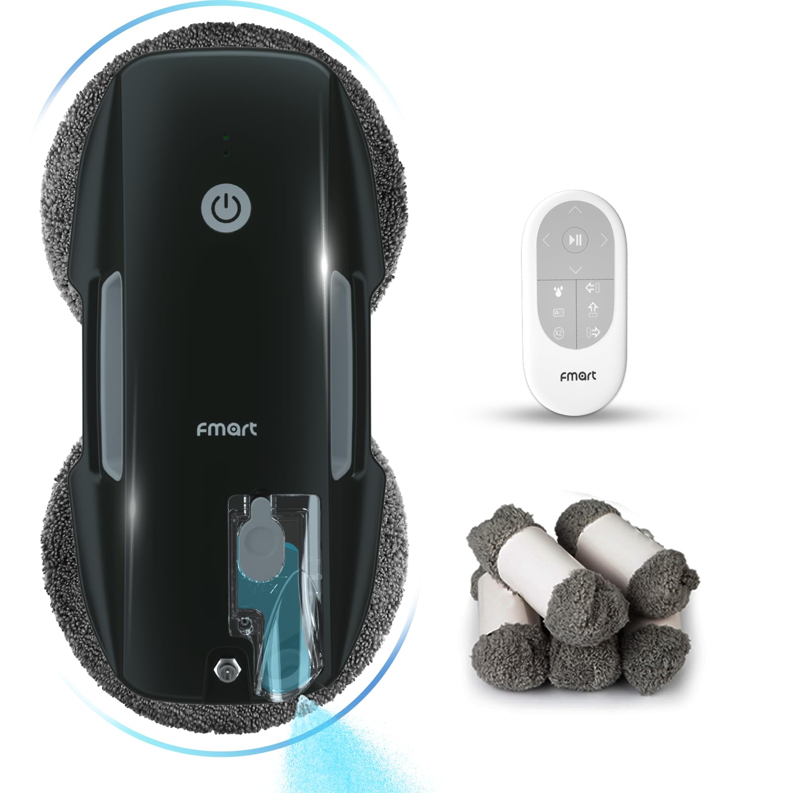 Amazon.com: Robot de limpieza de ventanas FMART T9Pro - 3800PA, rociador de agua ultras&oacute;nico, planificaci&oacute;n de ruta AI, limpiador de ventanas con detecci&oacute;n de bordes AI rob&oacute;tico con control remoto y 10 pa&ntilde;os - Limpieza profunda de ventanas, azulejos